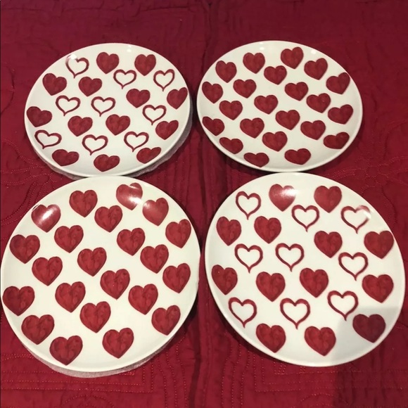 Maxcera Dining Maxcera Red Heart 6 Appetizer Valentine Plates